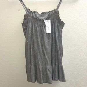 Anthropologie silver glitter top size M